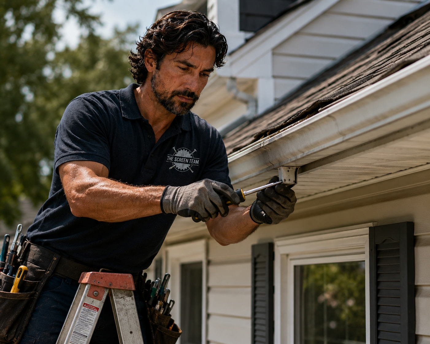 Gutter service alongside screening